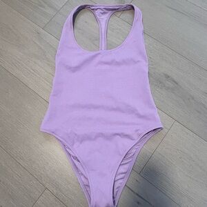 Aerie One-Piece Racerback Swimsuit lilac size medium textured swim pool